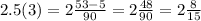 2.5(3)=2\frac{53-5}{90} =2\frac{48}{90} =2\frac{8}{15}