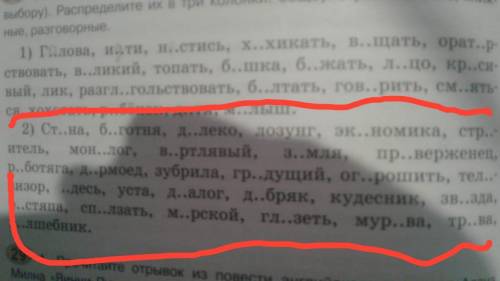 Запишите, вставляя пропущенные буквы, слова одной из групп (по выбору). Распределите их в три колонк