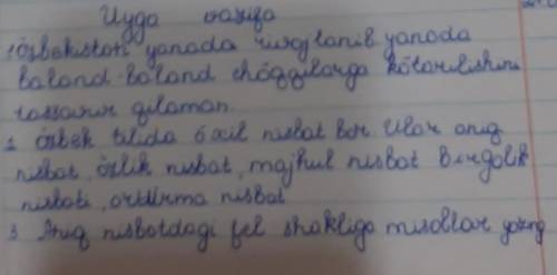 1.ozbekistoning ertangi kunini qanday tasavvur qilasiz? 2.fel nisbatlari va ularning turlari haqida