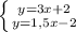 \left \{ {{y=3x+2} \atop {y=1,5x-2}} \right.