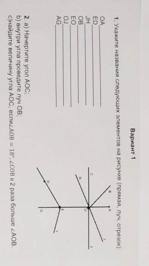 укажите название следующих элементов на рисунке (прчмая луч отрезок) уомоляю. 1 и 2​