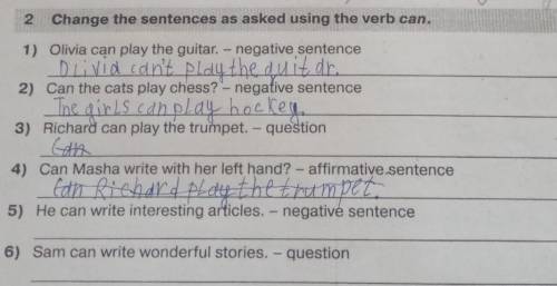 7) Henry can cook steak. -question 8)They can dance well. -negative sentence9)Can Carol play badmint