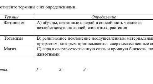 Соотнесите термины с их определениями