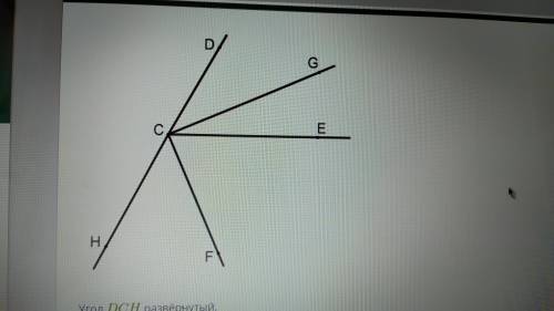 Угол DCH развёрнутый. CG — биссектриса угла DCE, CE — биссектриса угла DCF. Вычисли углы ECG, DCF