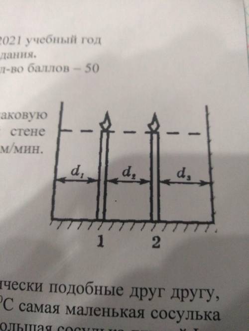 При одновременном горении двух свечек, имеющих одинаковую высоту 20см, Вася увидел, что тень первой