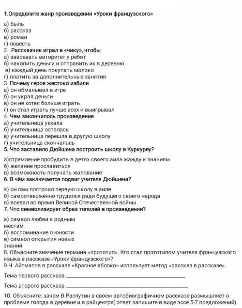 СОР русская литература 8 класс​