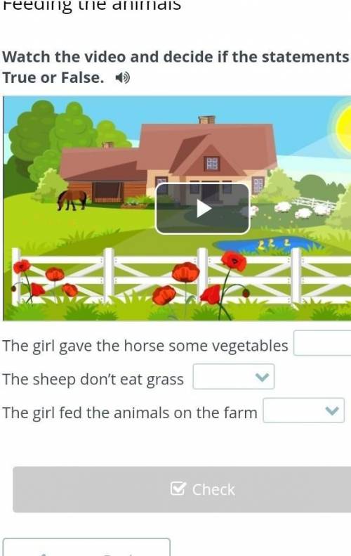 Watch the video and decide if the statements are True or False. Play VideoThe girl gave the horse so