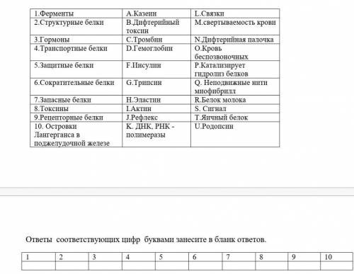 Установите соответствие в классификации белков по составу и функциям​