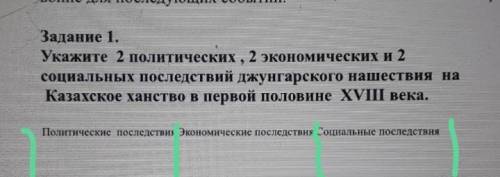 укажите 2 политических , 2 экономических , 2 социальных последствий джугарского нашествия на казахск