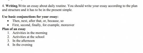 написать эссе на подобие этого My name is Aidar, I always wake up at 7 o'clock in the morning then I