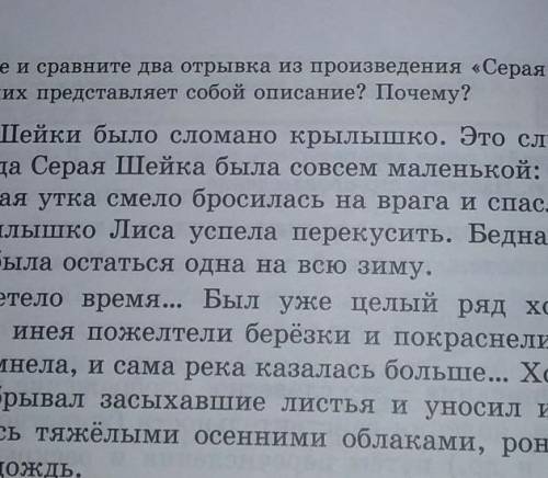 Прочитайте и сравните два отрывка из произведения Серая Шейка​