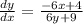 \frac{dy}{dx} = \frac{ - 6x + 4}{6y + 9}