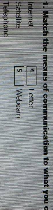 Match the means of communic action to what you can do witch them. 1 internet 2 Sttelite 3 Telephone