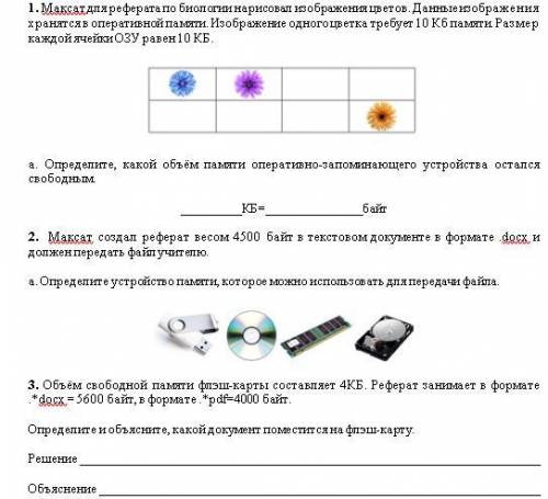 1. Максат для реферата по биологии нарисовал изображения цветов. Данные изображения хранятся в опера