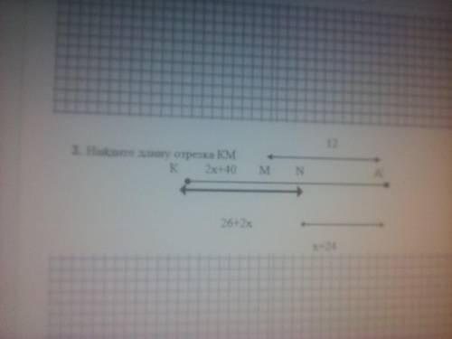 3. Найдите длину отрезка КМ К 2х+40 M N A 26+2х х+24