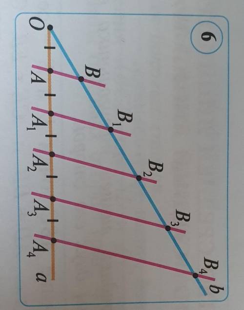 9. Дано: ZaOb, OA = АА, = A, A, = A,A, = A,A4, АВ || А, В1 || А, В, || А, В, || А, В, ОВА - B, B4 =