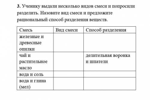 Ученику выдали несколько видов смеси и попросили разделить. Назовите вид смеси и предложите рационал