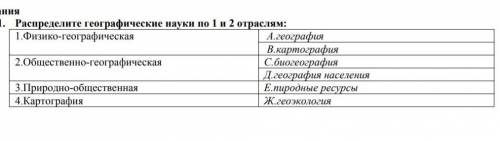 Распредилите географические наукпо 1 и 2 отрасли​