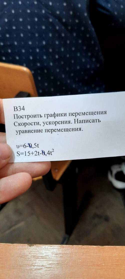 Построить графики перемещения скорости, ускорения. написать уравнение перемещения