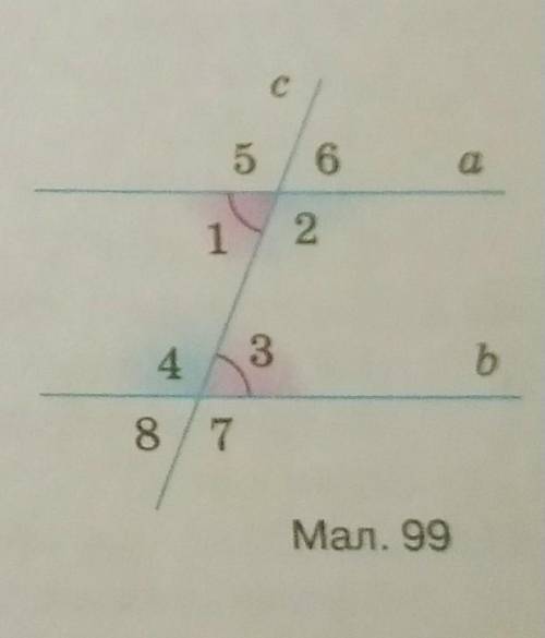 Знайдiть мiри всix кутiв, зображенних на малюнку 99, якщо a параллельна b, i кут 4 - кут 6 = 20°​