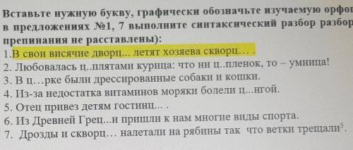 Вставьте нужную букву, графически обозначьте изучаемую орфограмму, в предложениях №1, 7 выполните си