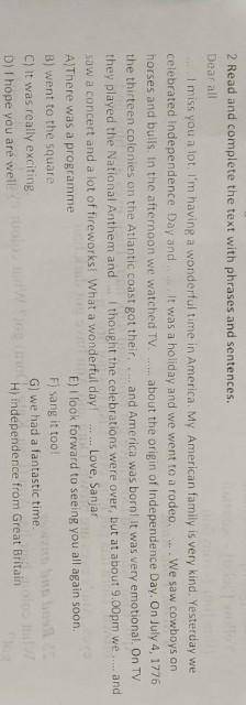 Read and complete the text with pharases and sentence​