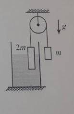 Через легкий блок переброшена невесомая верёвка на концах которой закреплены Два тела массами M и 2m