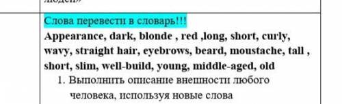 с англ.яз надо сделать описание внешности.