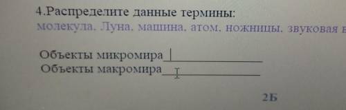 ЗАДАНИЕ No4 ТЕКСТ ЗАДАНИЯ4.Распределите данные термины:молекула, Луна, машина, атом, ножницы, звуков