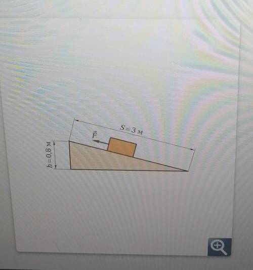 Указите КПД наклонной плоскости длинной S = 3 м и высотой h = 0,8 м, если груз массой 10 кг тянут вв