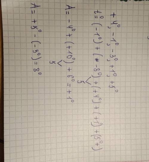 за полное решение как на фотке 2)+17°,+24°,+19° 3)-3°,-12° 4)-1°,+5°,-6° (по географии) найдите темп