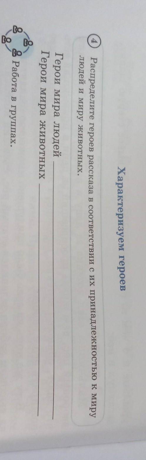 Характеризуем героев Распределите героев рассказа в соответствии с их принадлежностью к мирулюдей и