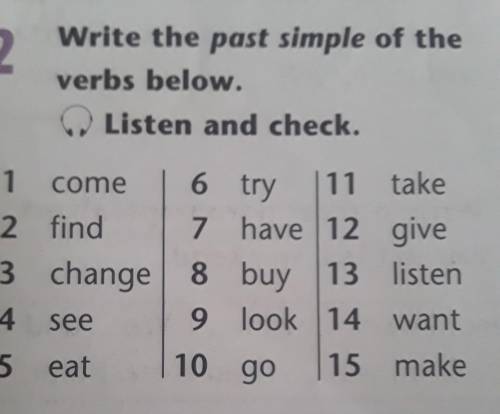 надо написать irregular verbs например come-came я не знаю change, try, look, listen want​