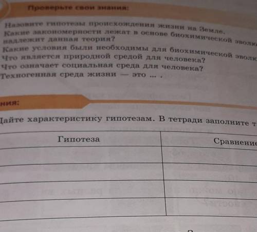 Дайте характеристику гипотезам. В тетради заполните таблицу.Гипотеза Сравнение гипотез ​