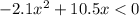 - 2.1x {}^{2} + 10.5x < 0