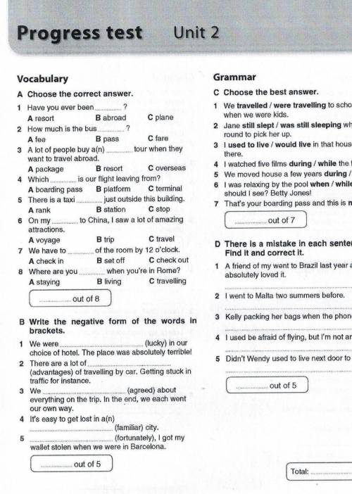 английский язык 10 класс VocabularyA Choose the correct answer.1.Have you ever been... 2A resort B a