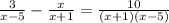 \frac{3}{ x- 5} - \frac{x}{ x+ 1} = \frac{10}{(x + 1)(x - 5)}