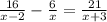 \frac{16}{ x- 2} - \frac{6}{x} = \frac{21}{ x+ 3}