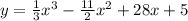 y=\frac{1}{3} x^{3}-\frac{11}{2} x^{2} +28x+5