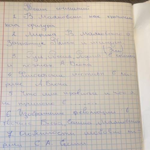 Напишите сочинение( не списывая) на любую из тем: 1)В.Маяковский как трагическая фигура 2) Лирика В