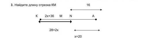 Найдите длину отрезка КМ162x+36 м28+2x×+20​