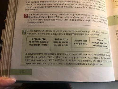 Таблица деколонизация локальные конфликты и международная безопасность