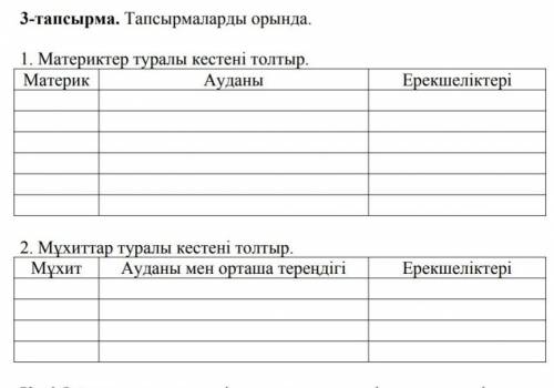 Материктер туралы кестені толтыр и второй