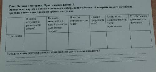 Практическая работа 9 по географии на тему океаны и материки 7 класс​