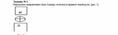 Определить направление силы Ампера, используя правило левой руки.