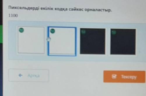 Пиксельдерді екілік кодқа сәйкес орналастыр.1100АртқаВТексеру​