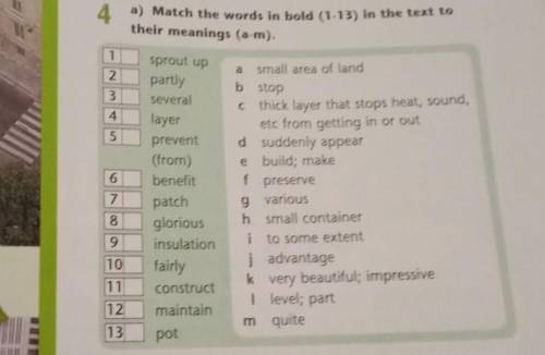 4a) Match the words in bold (1-13) in the text totheir meanings (a-m).​