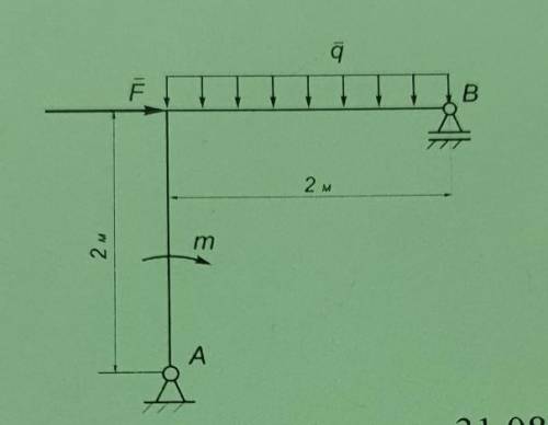 Определить реакции связей,еслиF = 6 Н,m = 5 кН/м, q = 1 кН/м.​