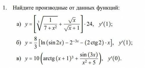 Найдите производные от данных функций ​