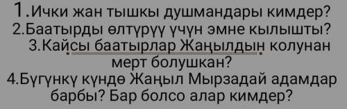 ответьте на эти вопросы, повесть Жаныл Мырза. ​